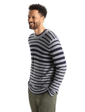 Men's Icebreaker Merino Waypoint Crewe Sweaters Midnight Navy / Gritstone Heather | CA 1725UZGT